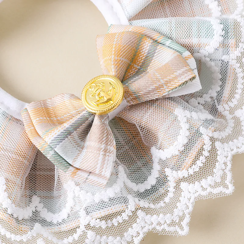 Pet Bib Lace Bowknot Cat Bib JK Preppy Style Cute Adjustable Cat Collar Puppy Decoration Accessories Suitable for Cats & Puppies