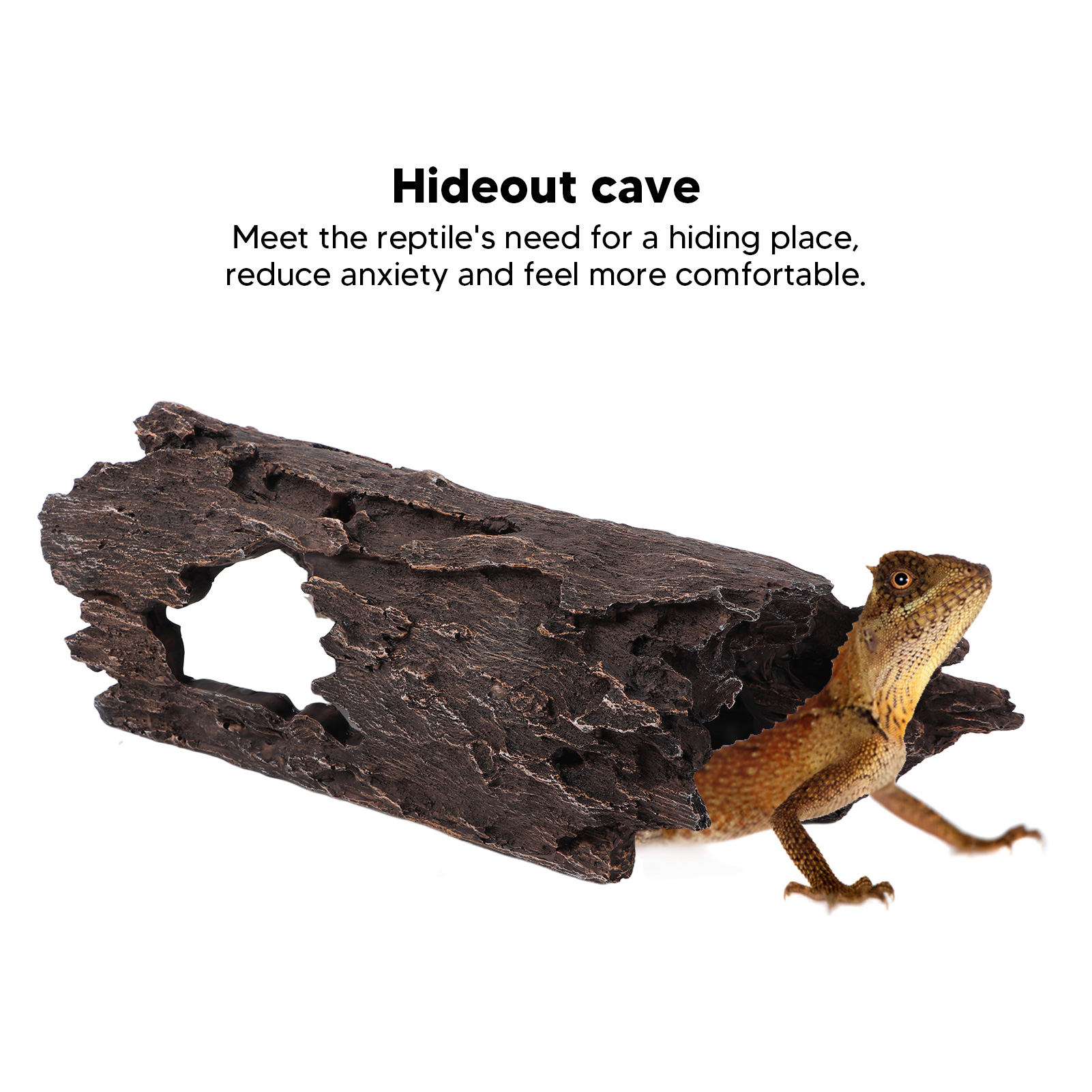 Resin Wood Aquarium Decorations Reptile Hollow Tree Trunk Cavern Bark Bend For Lizard Tortoise Spider