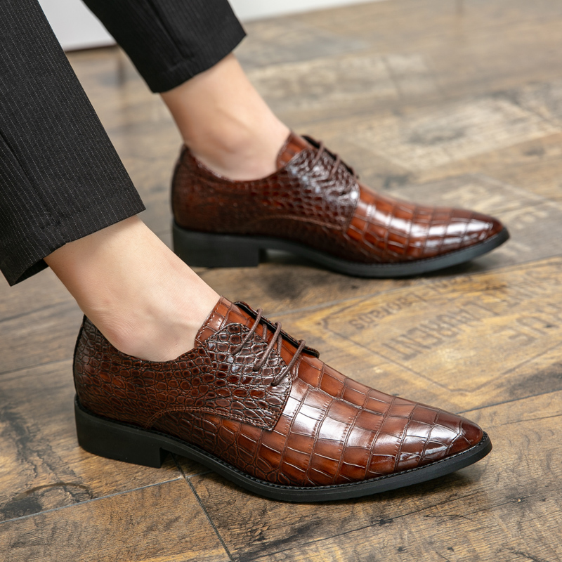 Italy Men Dress Shoes Autumn Leather Office Shoes Lace Up For Men Driving Moccasins Fashion Party Shoes
