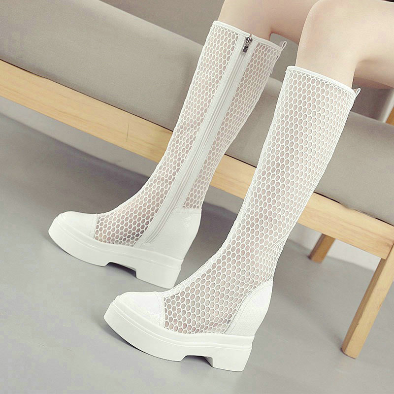 Summer Women's 2024 New Cool Inner Increasing Mesh Breathable Fashion Thick Soled Boots 70ba