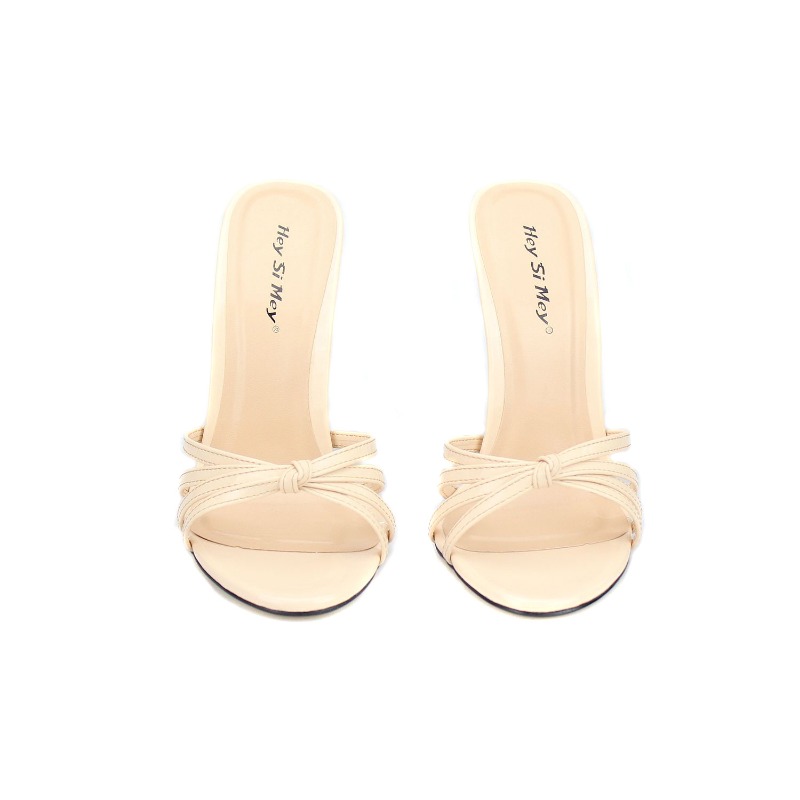 New New 2023 Sandals Summer Retro Slip On Patent Leather 13CM Thin Heels Neutral Slippers Pumps Women Shoes ato Mujer Black 532c pers