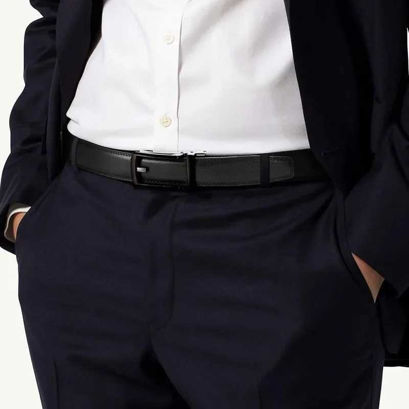 Plus Size 170 160 150 140 130cm Click Business Belts Famous Brand Men Genuine Leather Belt Strap Metal Black Automatic BuckleX240914