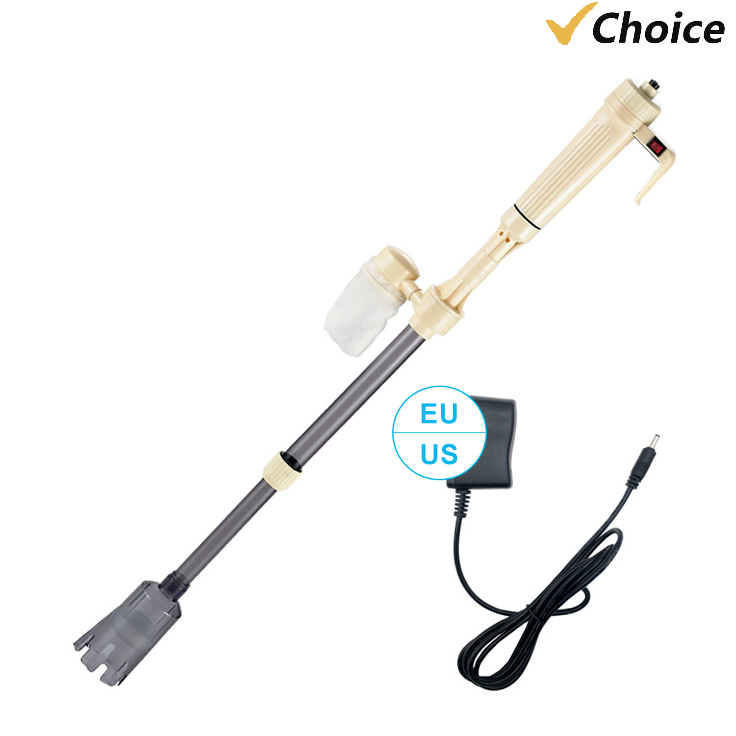 Electric Aquarium Gravel Cleaner Fish Tank Cleaning with Dual Power Supply for Efficient Cleaning and Water Changing 90 Degree