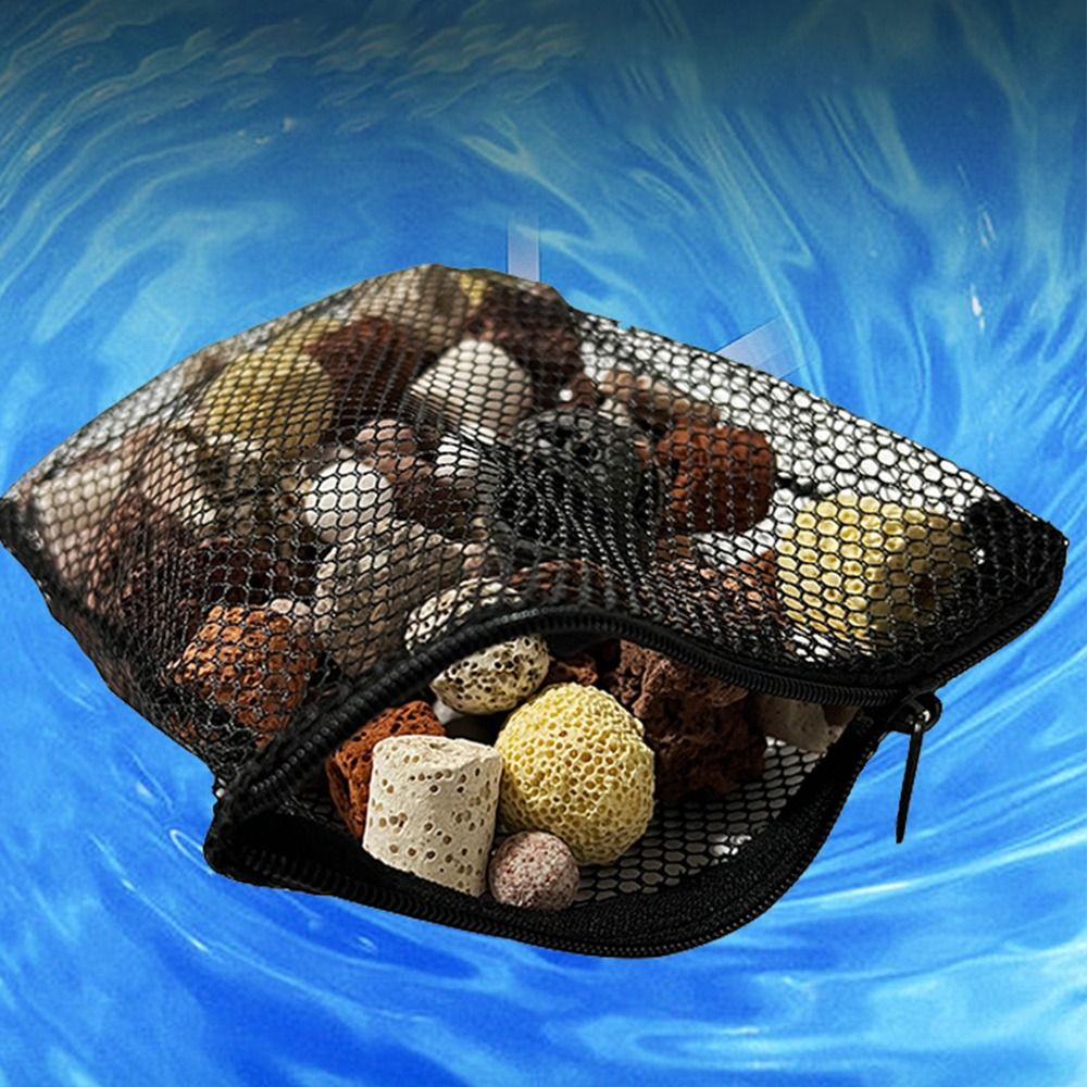 Filter Supplies Isolation Bag Nylon Filter Bag Pond Media Black Filter Net Bag Reusable for Aquarium Fish Tank Mesh Zip Net Bag