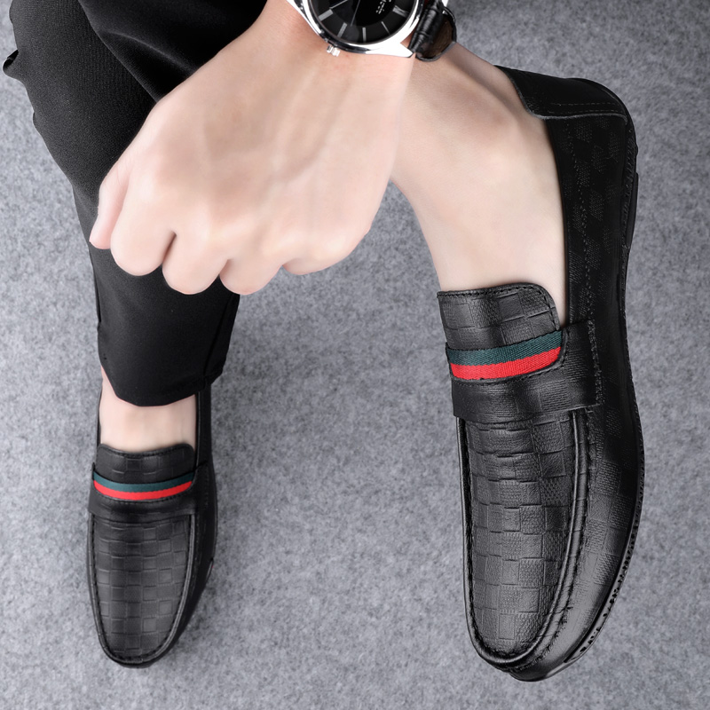 Dress Mens Designer Striped Genuine Leather 2023 Fashion Office Brand Men Loafers Driving Shoes Male Moccasin b491