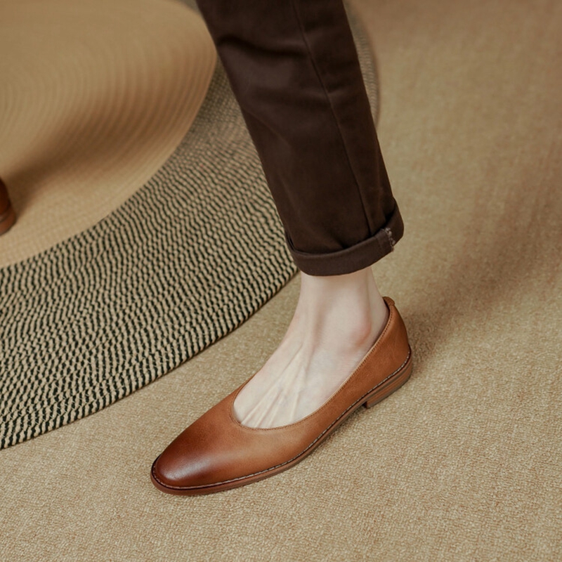 NEW Spring/Fall Women Pumps Genuine Leather Shoes for Women Round Toe Chunky Heel Shoes Retro Low Heel Women Shoes Female Shoes