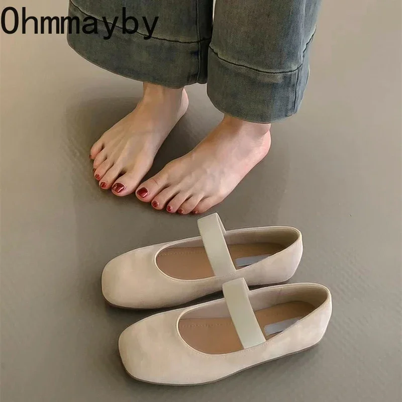 Retro Style Round Toe Women Mary Jane Shoes Fashion Elastic Band Ladies Comfort Soft Sole Party Female ballerina Shoes