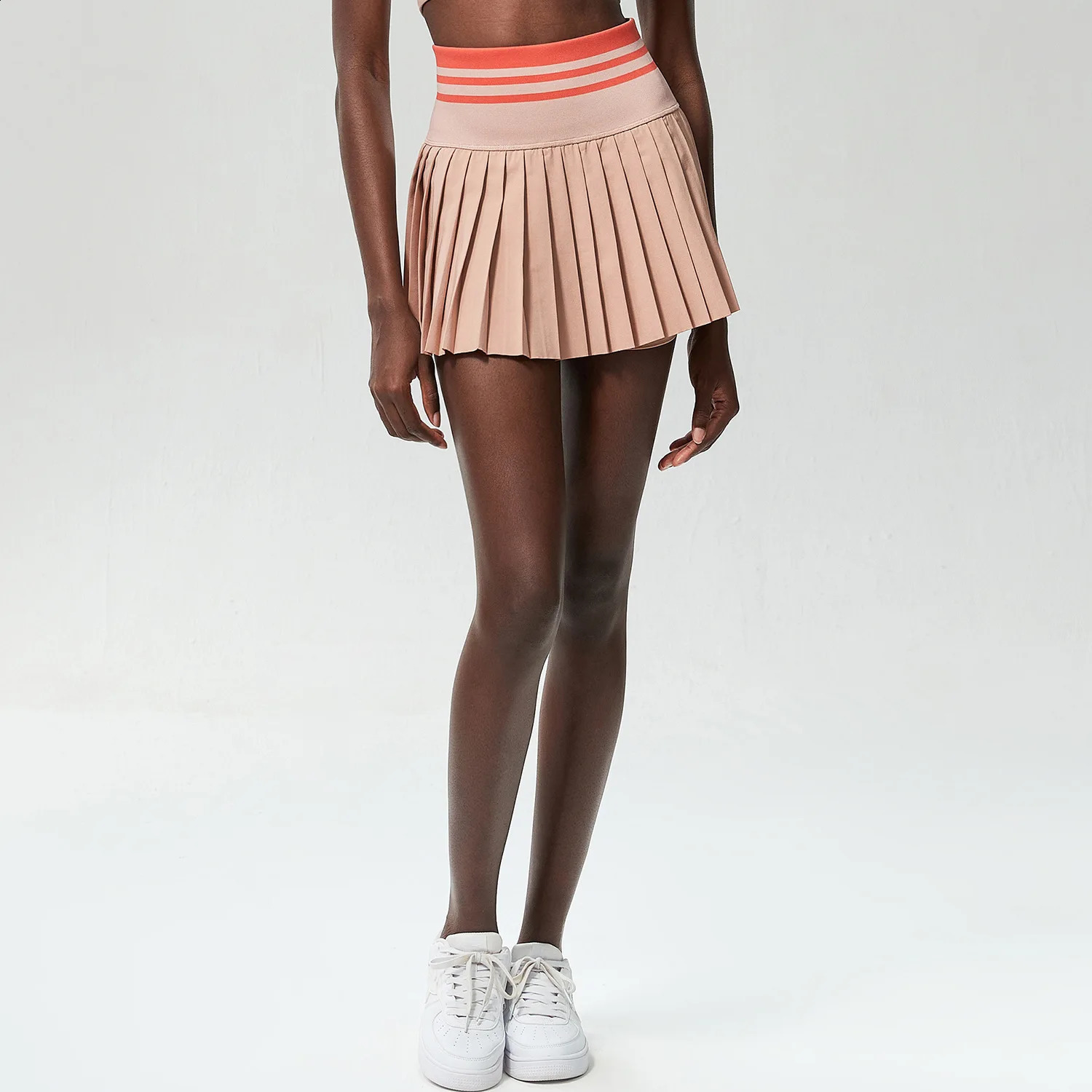 Women Pleated Tennis Skirt Summer Solid Color High Waist Yoga Running Skort 2 In 1 Pocket Gym Short Sportswear Workout Clothes 240902