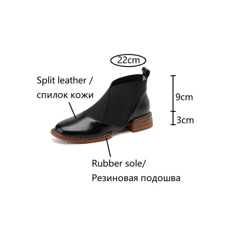 Autumn NEW Split Leather for Round Toe Chunky Women Shoes Low Heel Ankle Boots atos para mujeres aac1