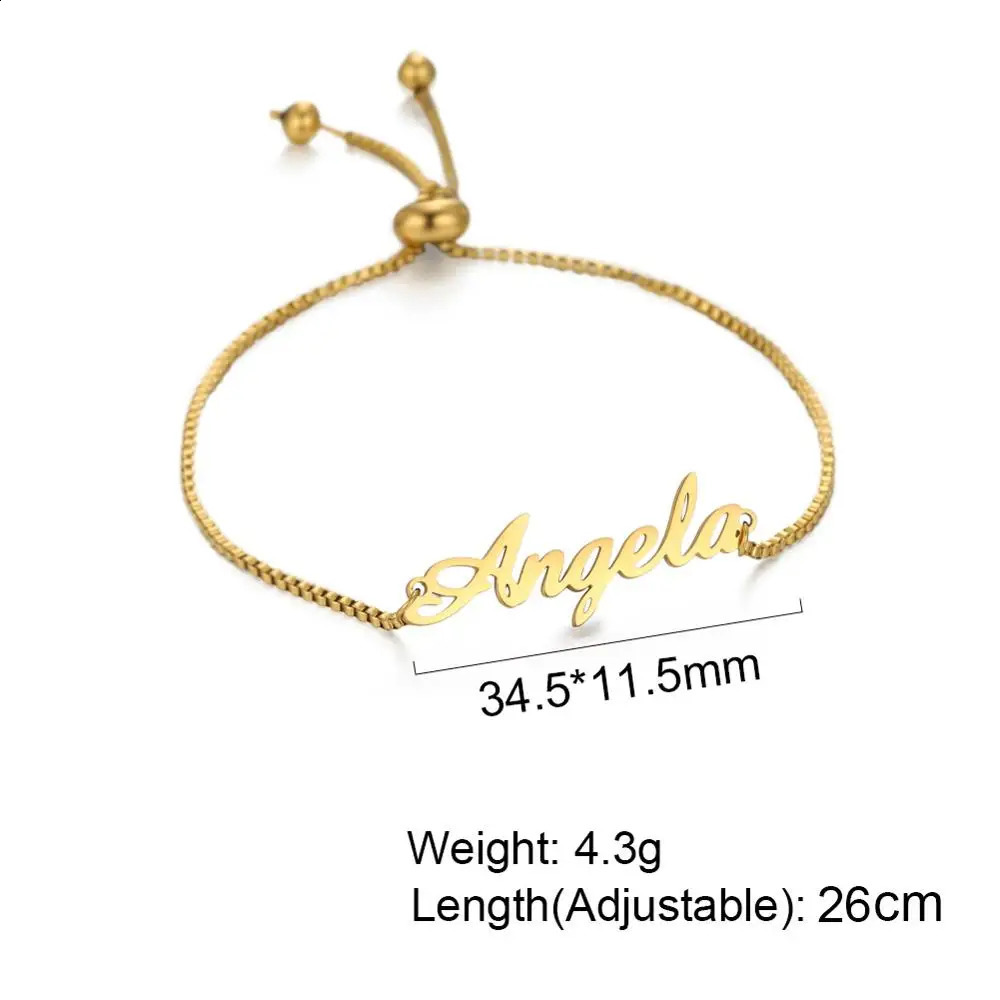 Teamer Custom Name Bracelets Women Kids Adjustable Personalized Stainless Steel Pendant Copper Chain Jewelry Graduation Gifts 240914