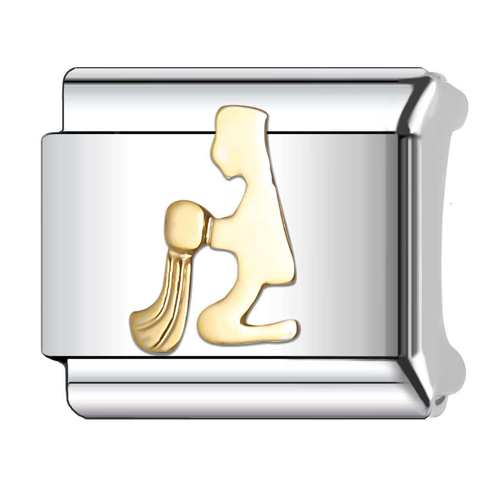 New Women's Gift 12 Constellation Gold Bead Italian Charms Links Bangle Beads Fit 9mm Stainless Steel Bracelet Making DIY For Women Fashion Jewel