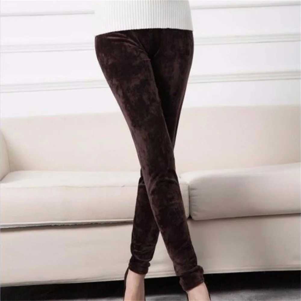High Waist Thermal Leggings Korean Warm Pants Knit Autumn Winter Fashion Plus Thick Velvet Warm Double Sided Cashmere LeggingsX240914