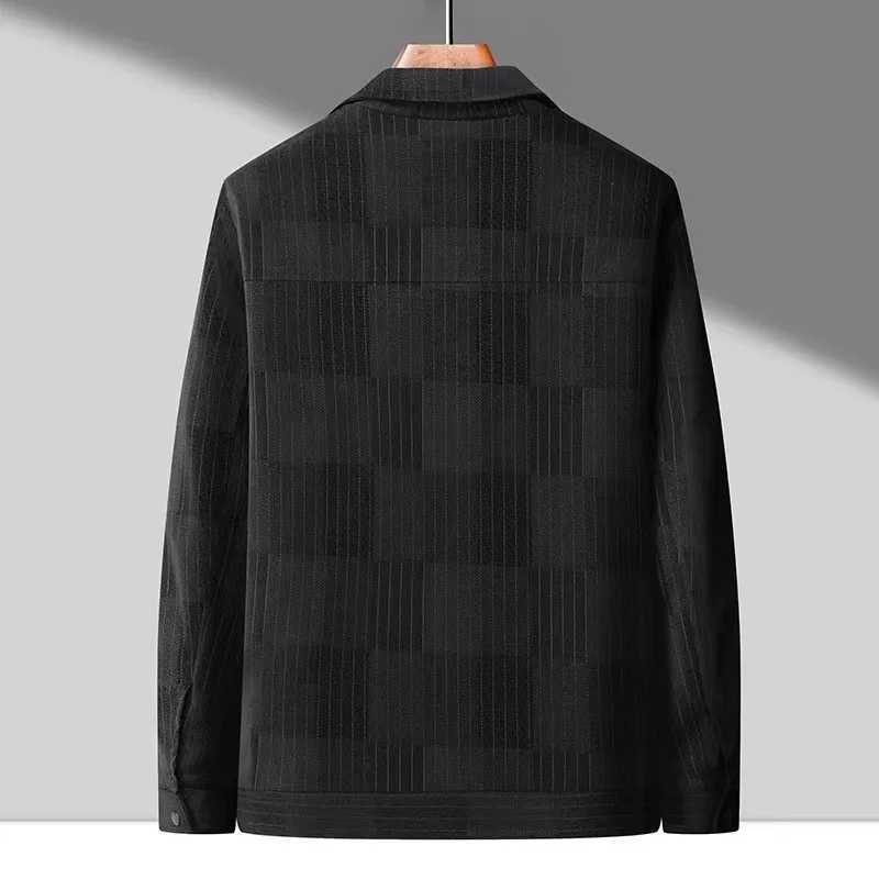 Spring and Autumn mens leather jacket Korean fashion multi pocket loose denim jacket mens lapel casual cargo jacket mens clothing W240914