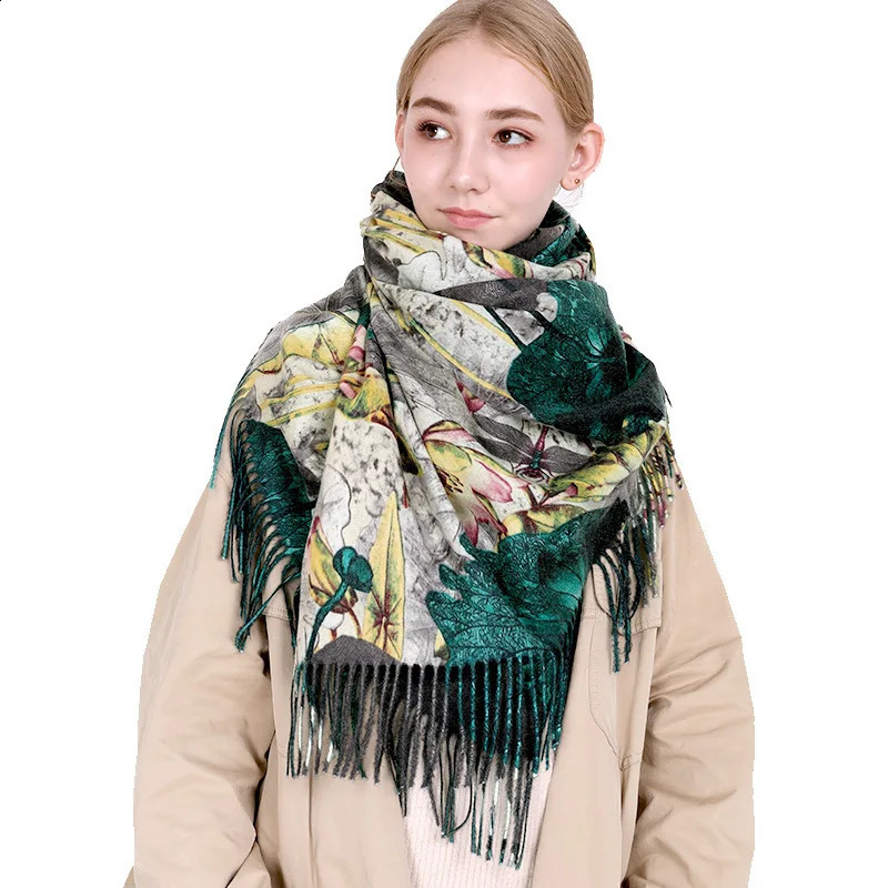 Fashion Oil Painting Scarf Women Winter Warm Van Gogh Painting Tassel Scarves Unique Long Print Wraps Shawl 240909