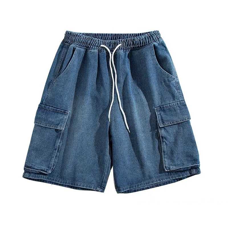 Summer Men Denim Short Streetwear Vintage Korean Harajuku Pocket Jeans Shorts Hip Hop Cargo Pants Oversized Bottoms Male ClothesX240914