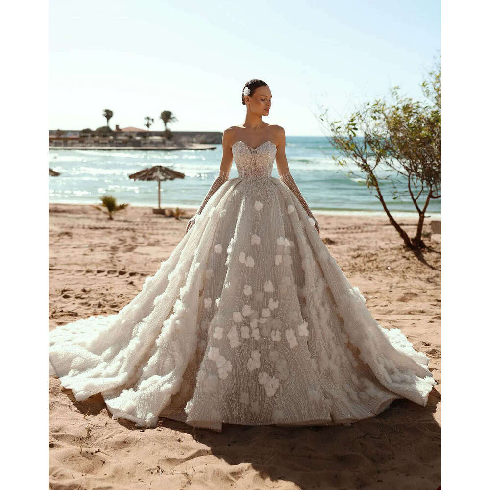 Wedding Dresses Illusion Ball Gown Sweetheart Appliques Sequins Sleeveless Or Length Bride Dress Vestido De Novia Custom Made