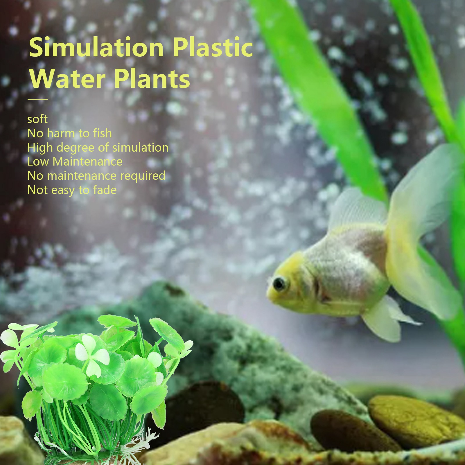 Simulation Plastic Water Plants, Safe, Odorless Coin Grass, Fish Tank Turtle Tank Aquarium