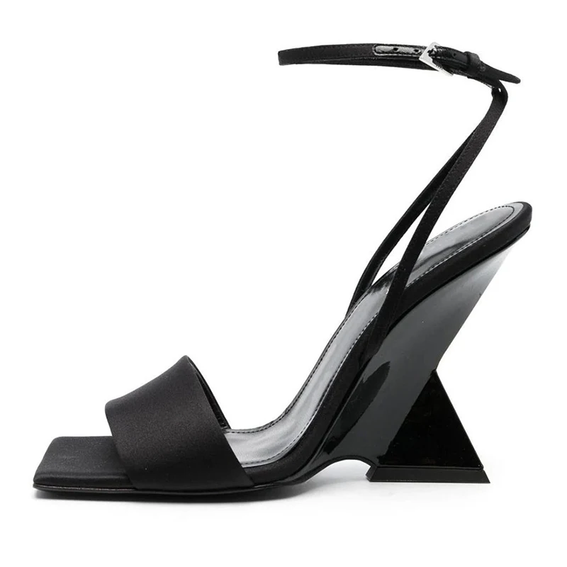 Brand Design Candy Color Irregular Summer New Square Head Show High Heel Sandals Black Orange Women's Shoes Size 42