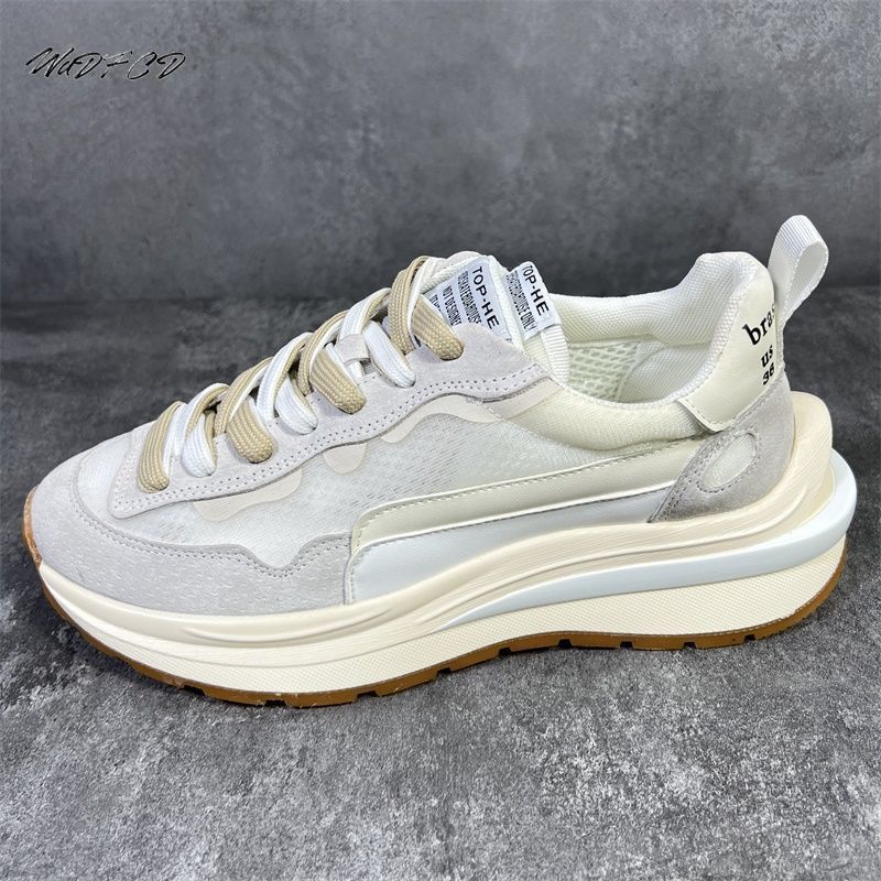 Chunky Sneaker Men Retro Running Shoes Fashion Casual Microfiber Leather Mesh Breathable Height Increased Platform Sport Shoes