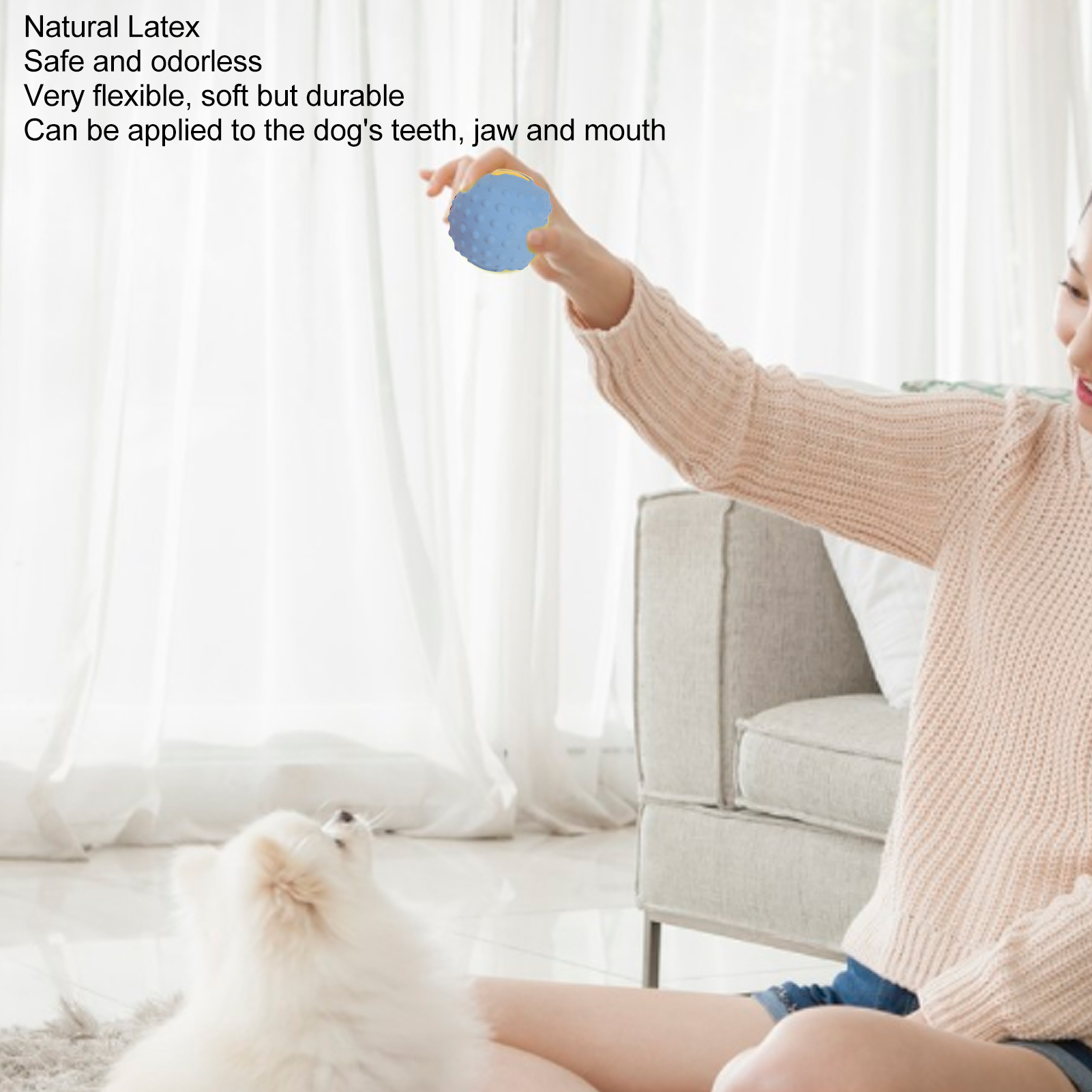 Latex Dog Ball Toy Squeaky Interactive Soft Puppy Chewing Fetching Toy With Fun Pattern For Small Medium Pet 4pcs