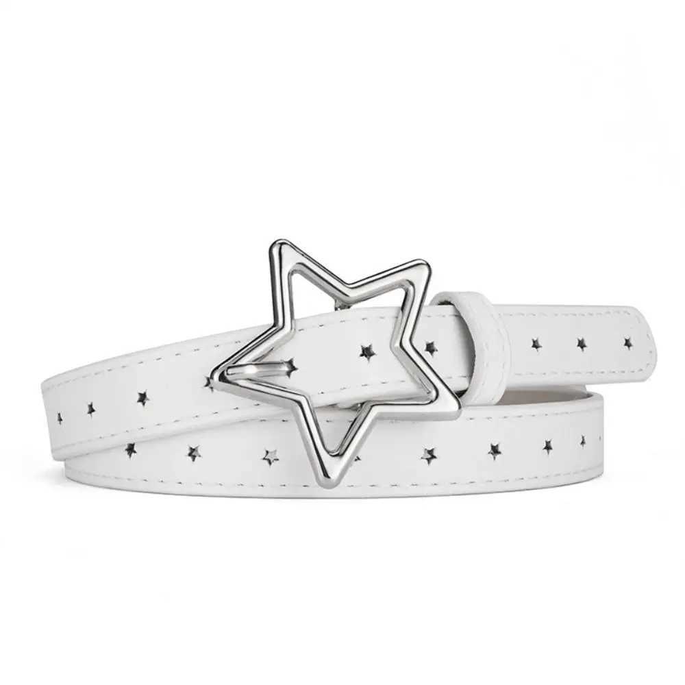 PU Leather Five-point Star Waistband Elegant Heart Metal Buckle Star Belt Thin Waistbands Women Waist Belt Pants DecorX240914