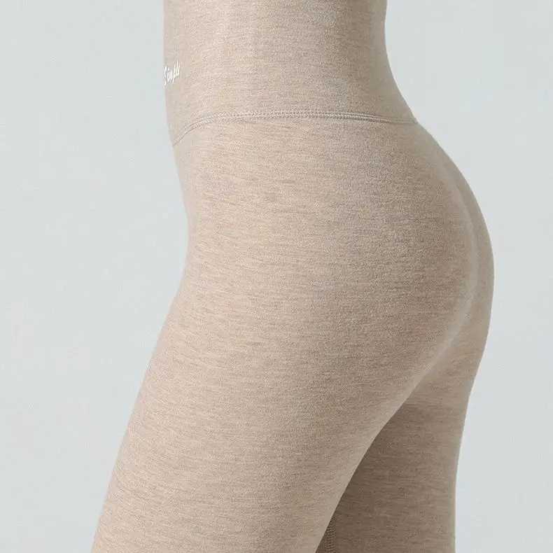 beige leggings for women Warm Tights Cotton Thick Ribbed Beige Leggings with Fleece Thermal Strech Leggings for WomenX240914