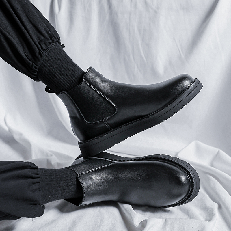 British Style Men Chelsea Boots New Design Mens Slip on Boots Fashion All-match Ankle Boots Business Dress Shoes Formal Footwear