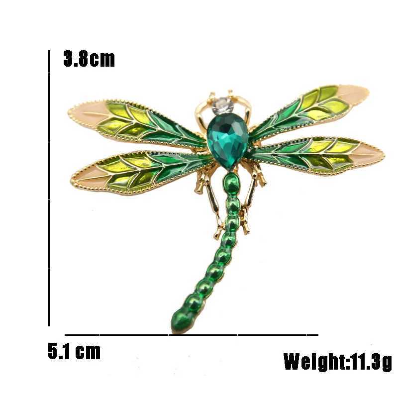 Green Crystal Enamel Dragonfly Brooches For Women And Men Metal Insects Weddings Banquet Party Brooch Pins GiftsX240914