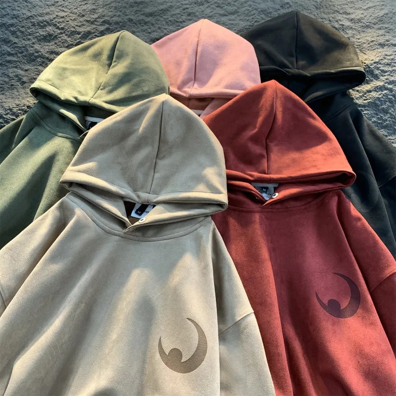 Mens Hoodie Moon Shape Harajuku Style Youth Multi Color Sweater Unisex Y2k Street Clothing Zipper 240913
