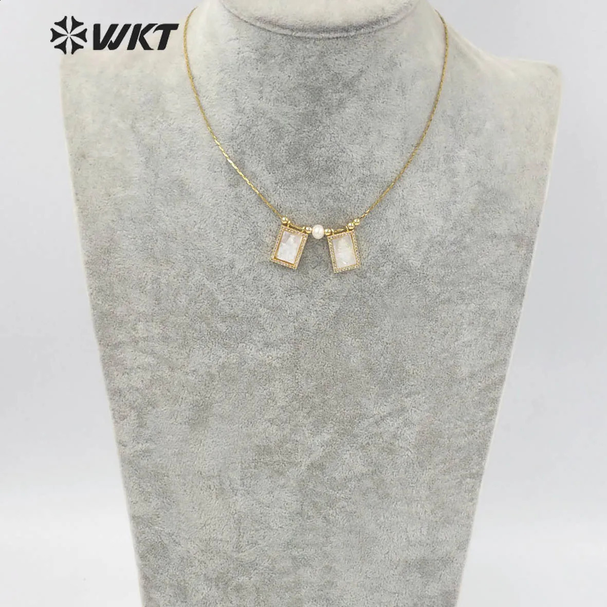 WT-JN137 WKT Fashion Shell Pearl Necklace Gold Metal Jewelry Wedding Party Lady INS Exquisite 240910
