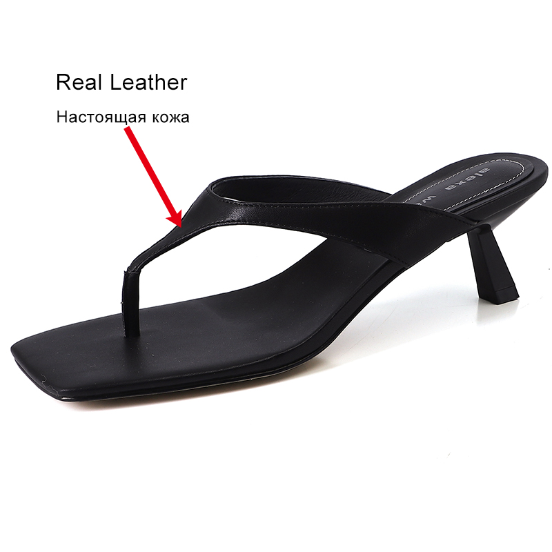 2025 new Size JOZHAMTA 34-40 Women High Heels Mules Sandals Real Leather Flip ps Thin Heel Summer Shoes 2025 Ins Slides Sexy Slippers e8b2