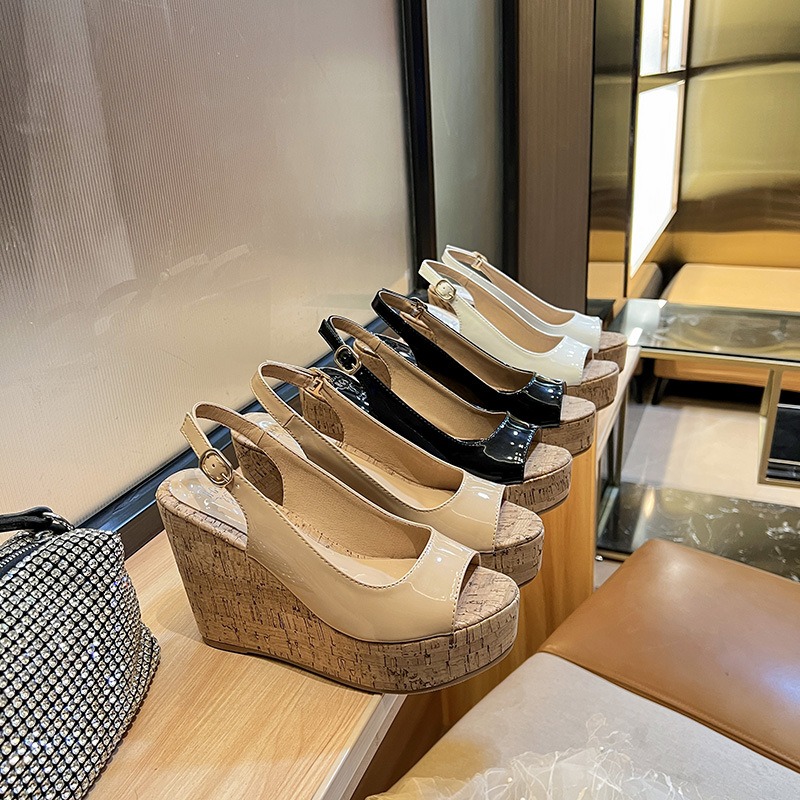 2026 New Summer Wedge Sandals for Women Peep Toe Platform Espadrille Slides Comfortable Casual Beach Shoes Waterproof Muffin Shoes