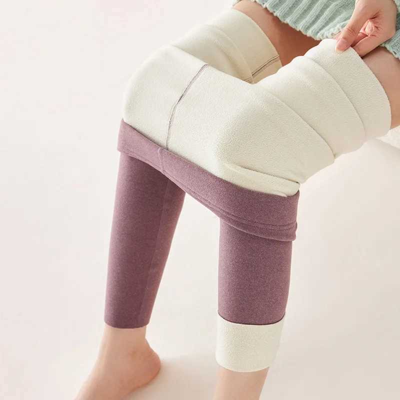 German Cashmere Lamb Cashmere Leggings For Womens Outerwear Winter Plush High Waisted Autumn Pants Brushed Warm PantsX240914