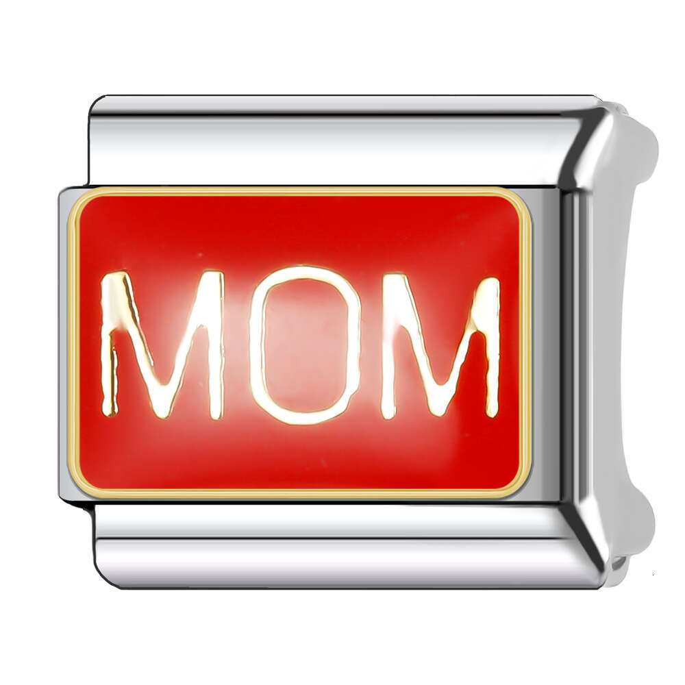 New Women's Gift love mom red heat flower Bead Italian Charms Links Bangle Beads Fit 9mm Stainless Steel Bracelet Making DIY For Women Fashion Je