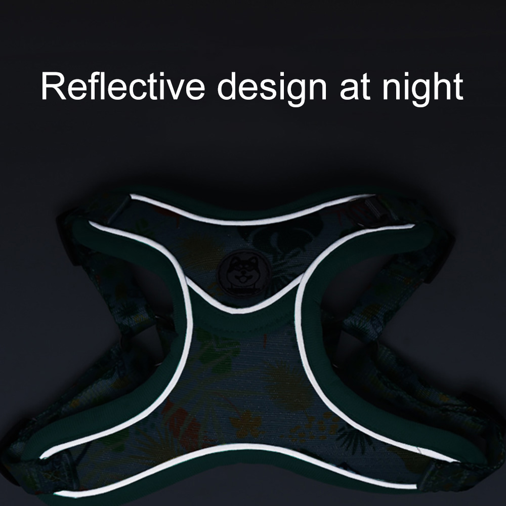 Pet Harness and Leash，Reflective Shiba Inu Bichon Frize Adjustable Harness Anti-breakaway Medium & Large Dog Leash Pet Supplies