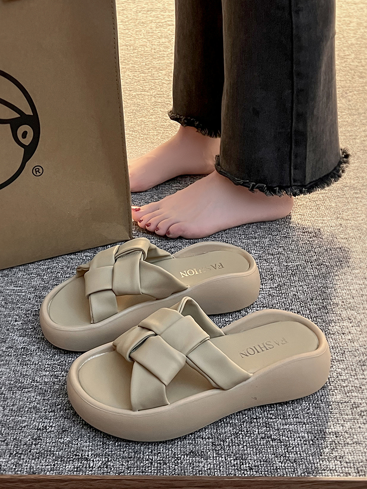 Women Med Summer Platform Slides Fashion 2023 Flat PU Scandals Rubber Female Shoes Slippers Casual a3a3