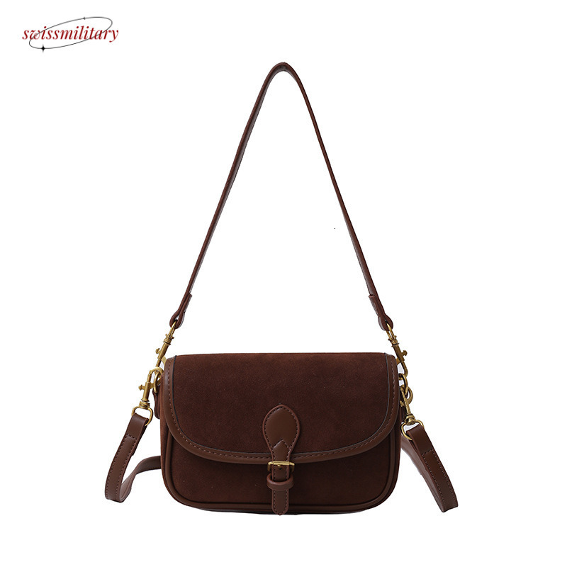 Swissmilitary Matte Small Square Versatile 2024 Autumn/Winter New Collection Suede Underarm Stick Cross Shoulder Bag #32