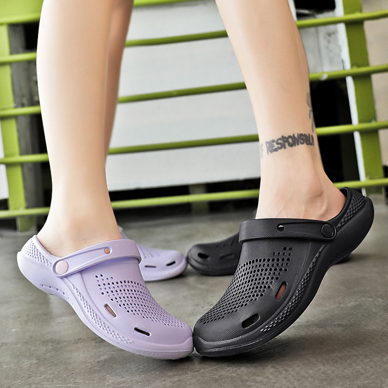 New Lightweight Non-slip Hole Shoes Men's Outdoor Casual Two-wear Big Toe Sandals Soft Elastic Comfortable Couple Beach Sandals