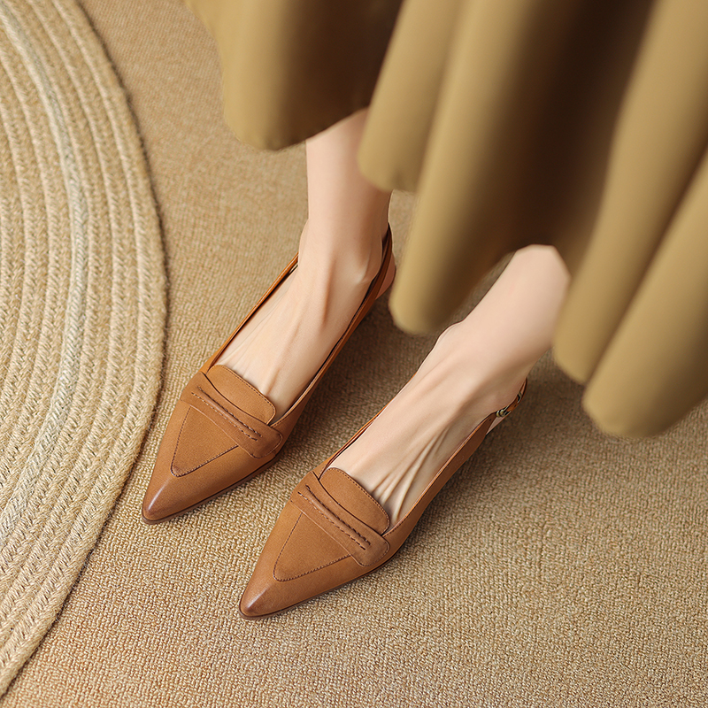 2024 Spring Pumps Genuine Leather Chunky Heel Summer Women Sgback Modern Sandals Retro Banquet Ladies Shoe 7fe3