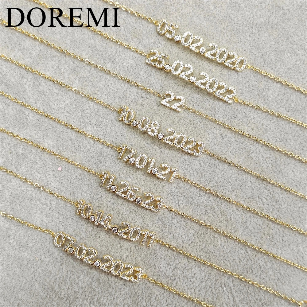 DOREMI Custom Name Date Bracelet Crystal Birthstone 6MM Number Kids Jewelry Engagement Bracelet for Jewelry Gift 240914