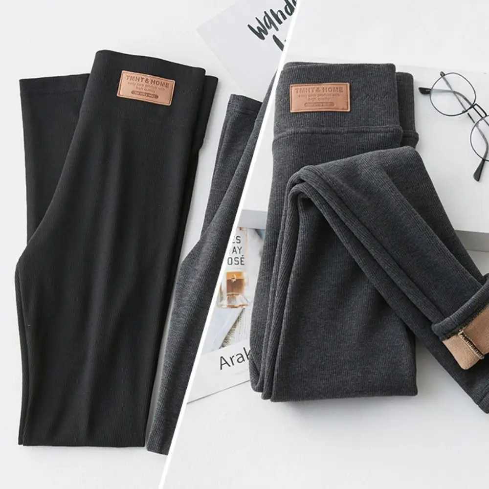Fashion Letter Women Leggings Thickened Autumn Winter Long Pants Slim Fit Warm Fleece PantsX240914