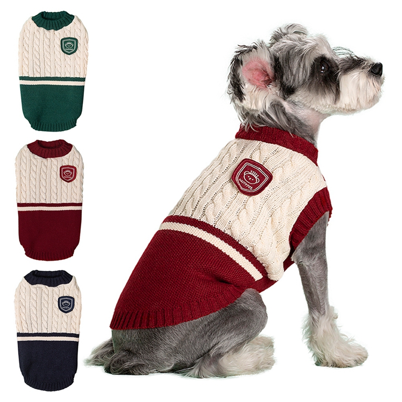 Dog Sweaters for Small Medium Dogs Winter Warm Dog Clothes College Style Knitted Pet Clothing Chihuahua Puppy Cat Sweater Vest