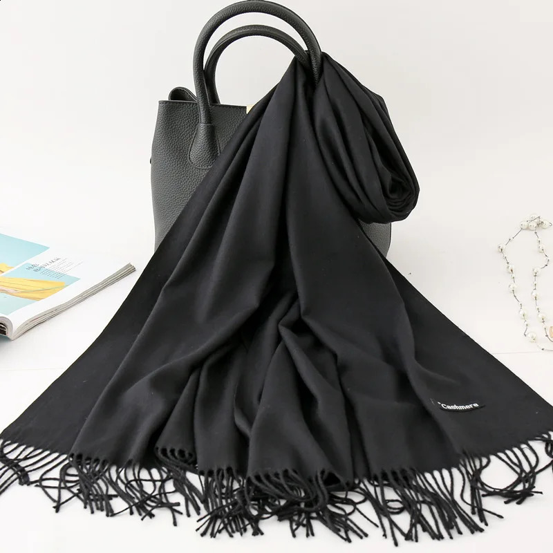 Solid color cashmere mens scarf winter Pashmina warm collar navy blue black gray business Bufanda shawl 241223