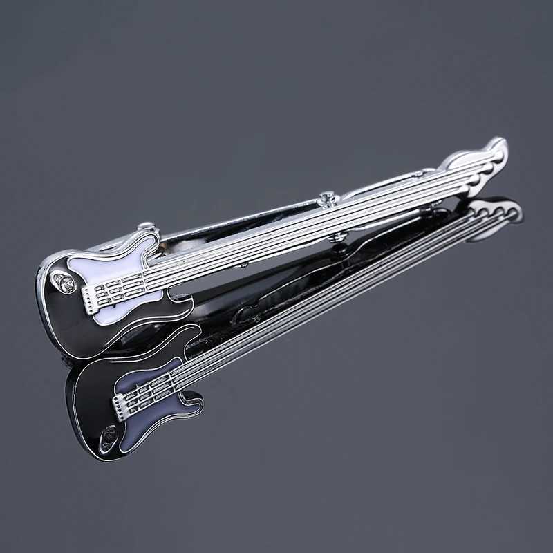 High quality mens and womens tie clips metal classic Black and white guitar clips business shirt accessories jewelry giftsX240914