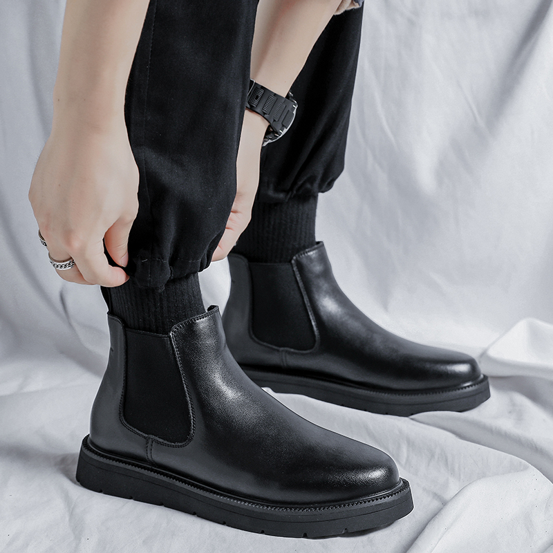 British Style Men Chelsea Boots New Design Mens Slip on Boots Fashion All-match Ankle Boots Business Dress Shoes Formal Footwear
