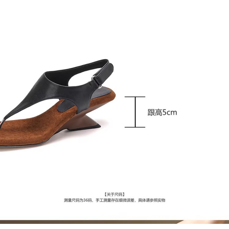 Toe Sandals Women's 2024 New Summer Outer Wear Cowhide Slope-heeled High-heeled Roman Shoes Design Niche Womens Shoes