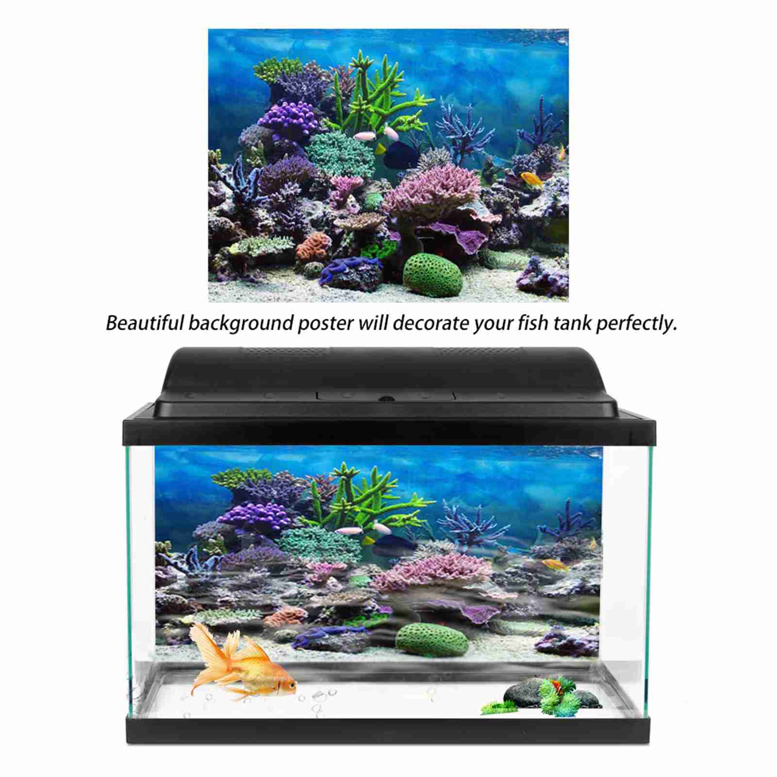 PVC Adhesive Underwater Coral Aquarium Fish Tank Background Poster Backdrop Decoration Paper