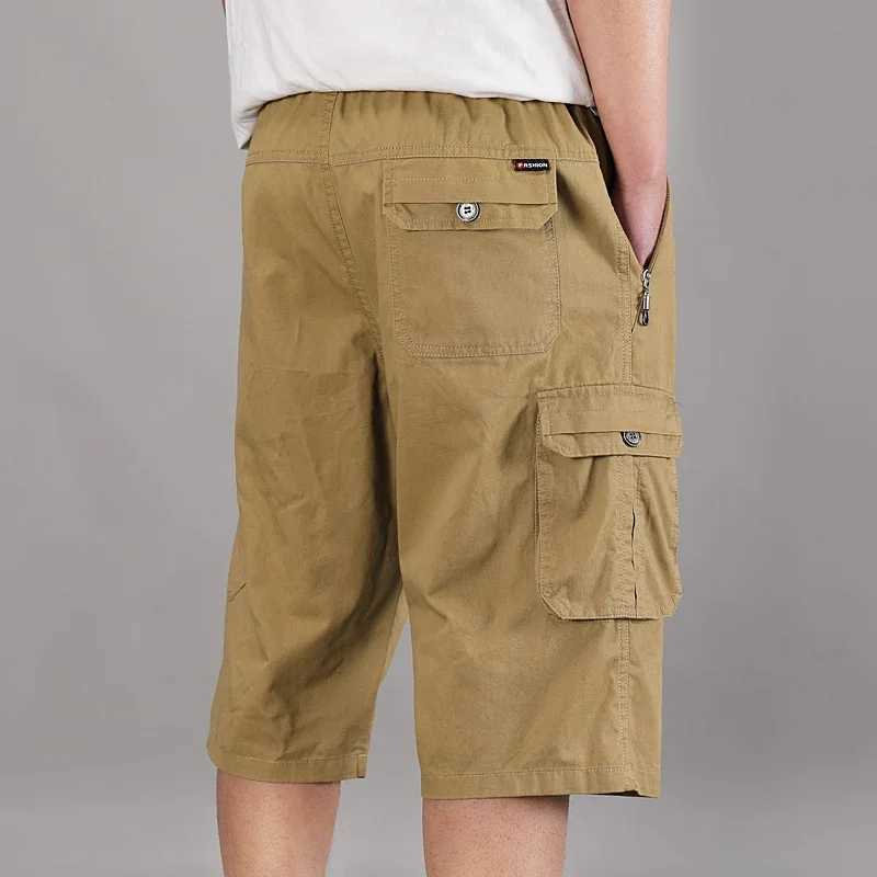 Mens Cropped Shorts Pure Cotton Business Gentleman Loose Fitting Casual Solid Color Versatile Work Shorts Y240914