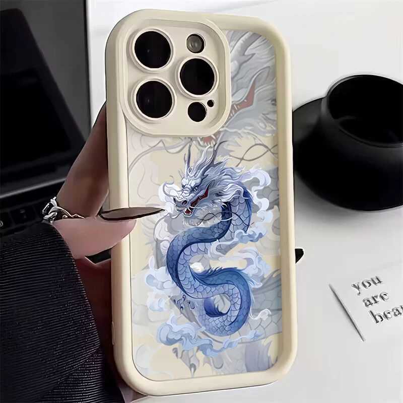 Illusory Color Chinese Dragon Silicone Phone Case For iPhone 16 15 14 13 12 11 Pro Max XS X XR 7 8 Plus Shockproof Bumper Cover Z240914