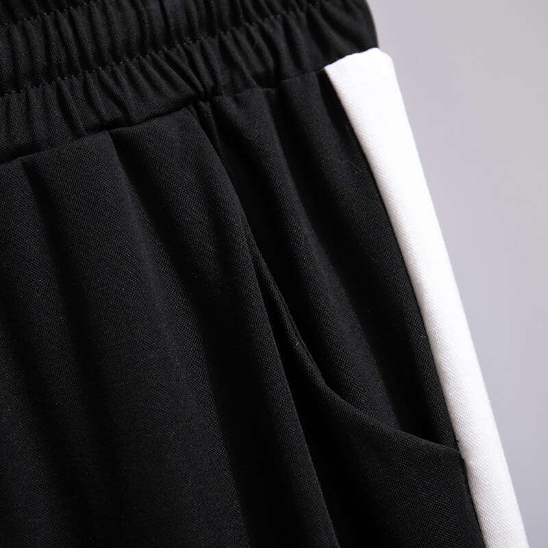 155Kg Plus Size Women's Loose Straight Wide Leg Trousers Hip 150 High-Waisted Striped Pants Black 5Xl 6Xl 7Xl 8Xl 9Xl